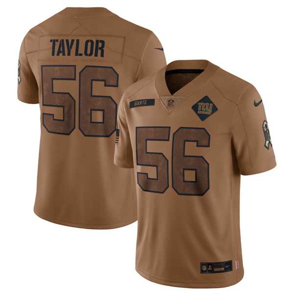 Men%27s New York Giants #56 Lawrence Taylor 2023 Brown Salute To Service Limited Football Stitched Jersey Dyin->new york giants->NFL Jersey